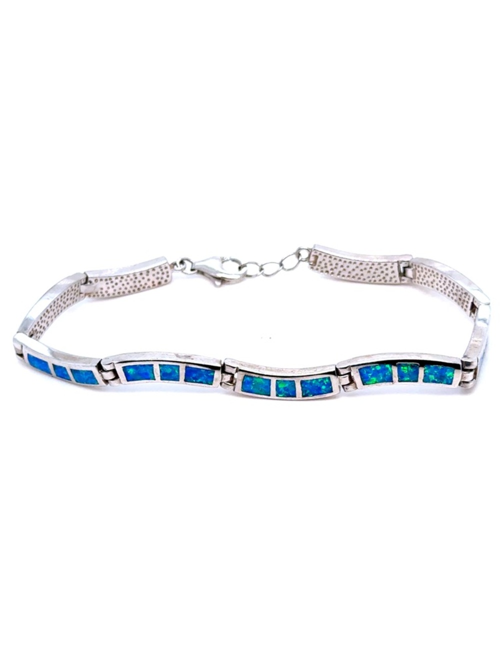 Sterling‎ Silver 925 Blue Opal Inlay Bracelet